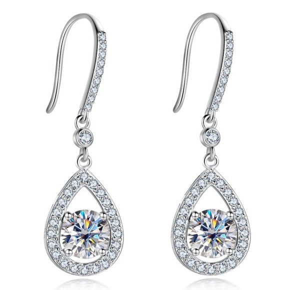 Jewelry - Certified 2ct. t.w. Diamond Moissanite Tear Drop Earrings NEW
